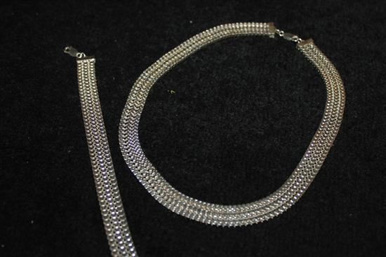 Modern silver bracelet and necklace